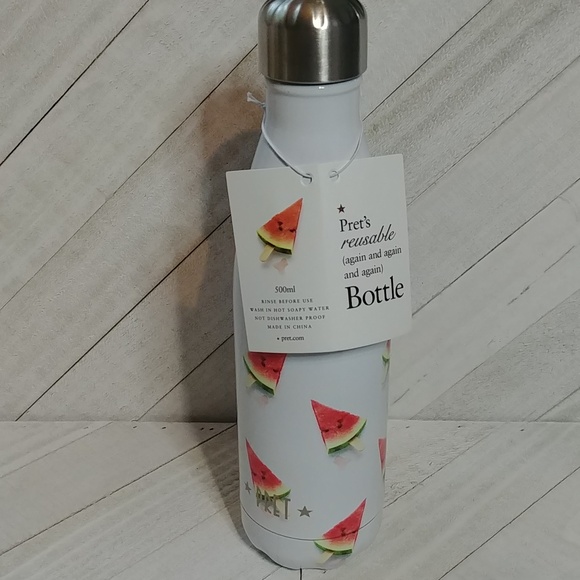 NEW Pret A Manger Reusable Water Bottle 500ml Watermelon Print Rare - Picture 4 of 6